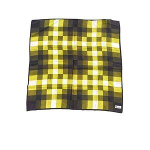 Vintage Paoli Eurofashion Handcrafted Checkered Scarf 100% Acetate Green & Yello